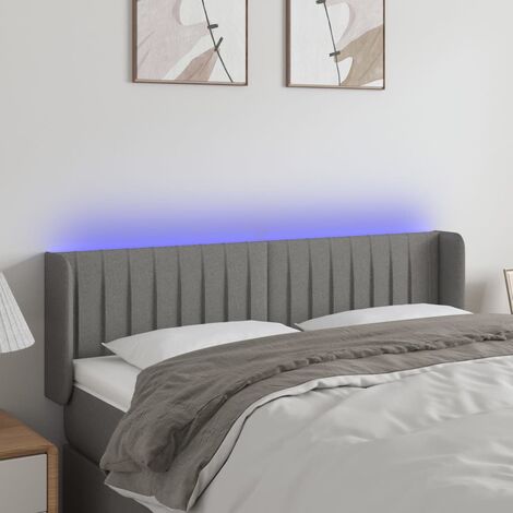 Tête de lit à LED - Design industriel - Pour Lit adulte - Gris foncé 147x16x78/88 cm Tissu Chic-301803 (1/5)