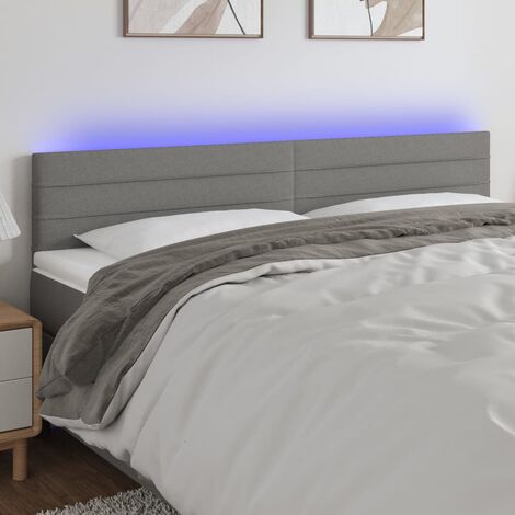 Tête de lit à LED - Design industriel - Pour Lit adulte - Gris foncé 200x5x78/88 cm Tissu Chic-430593 (1/5)