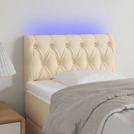 Tête de lit à LED - Design industriel - Pour Lit adulte - Crème 80x7x78/88 cm Tissu Chic-655546 (1/5)
