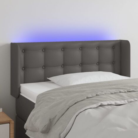 Tête de lit à LED - Design industriel - Pour Lit adulte - Gris 103x16x78/88 cm Similicuir Chic-424435 (1/5)