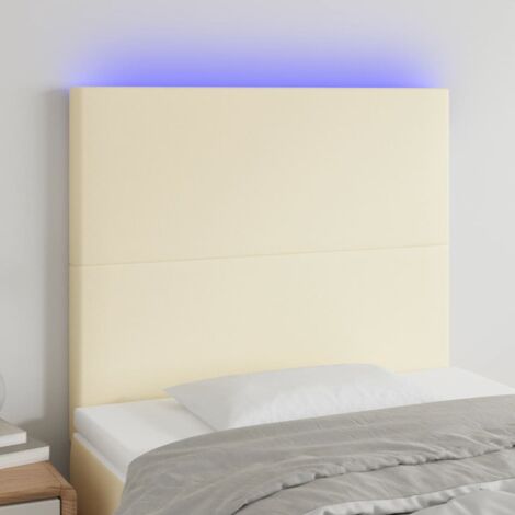 Tête de lit à LED - Design industriel - Pour Lit adulte - Crème 100x5x118/128 cm Similicuir Chic-302326 (1/5)