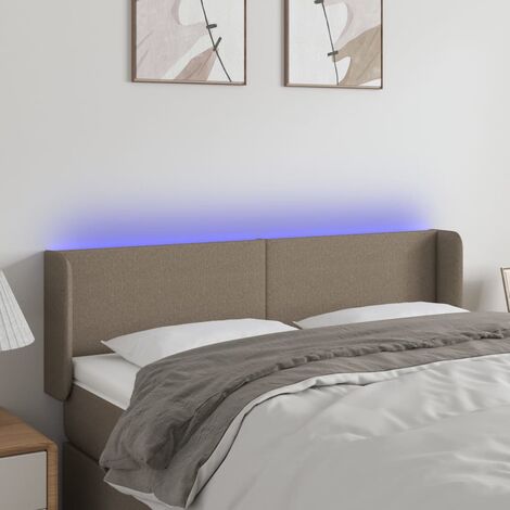 Tête de lit à LED - Design industriel - Pour Lit adulte - Taupe 147x16x78/88 cm Tissu Chic-426693 (1/5)