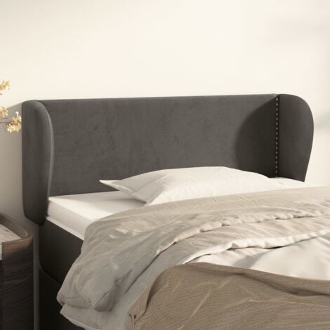 Tête de lit avec oreilles Design industriel - Pour Lit adulte - Gris foncé 103x23x78/88 cm Velours Chic-145168 (1/5)