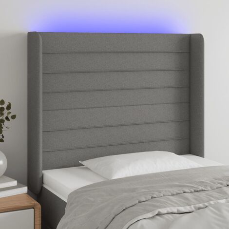 Tête de lit à LED - Design industriel - Pour Lit adulte - Gris foncé 103x16x118/128 cm Tissu Chic-110324 (1/5)