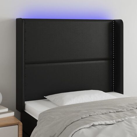 Tête de lit à LED - Design industriel - Pour Lit adulte - Noir 103x16x118/128 cm Similicuir Chic-313262 (1/5)