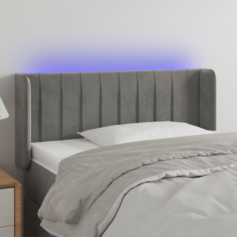Tête de lit à LED - Design industriel - Pour Lit adulte - Gris clair 93x16x78/88 cm Velours Chic-151933 (1/5)