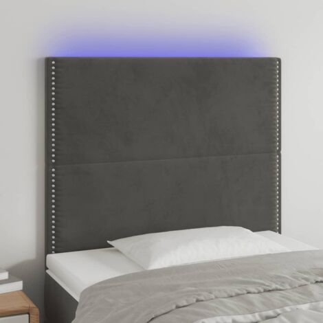 Tête de lit à LED - Design industriel - Pour Lit adulte - Gris foncé 80x5x118/128 cm Velours Chic-487887 (1/5)