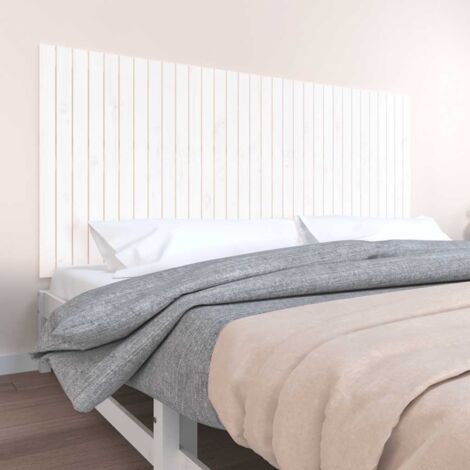 Tête de lit murale - Design industriel - Pour Lit adulte - Blanc 204x3x90 cm Bois massif de pin Chic-253264 (1/5)