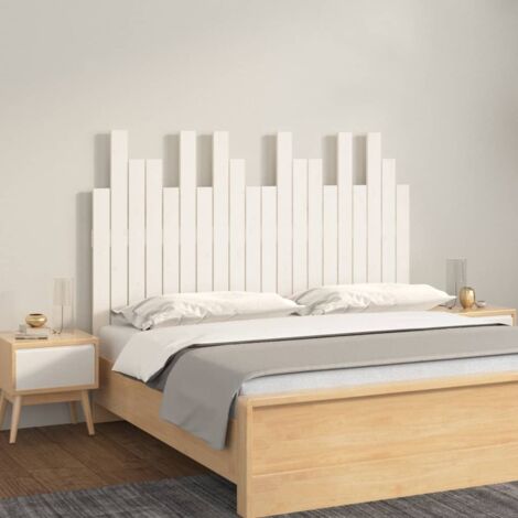 Tête de lit murale - Design industriel - Pour Lit adulte - Blanc 127,5x3x80 cm Bois massif de pin Chic-271552 (1/5)