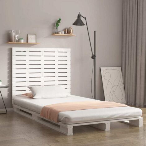 Tête de lit murale - Design industriel - Pour Lit adulte - Blanc 146x3x91,5 cm Bois massif de pin Chic-929881 (1/5)