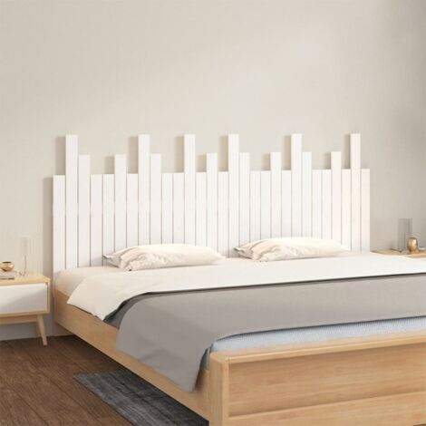 Tête de lit murale - Design industriel - Pour Lit adulte - Blanc 185x3x80 cm Bois massif de pin Chic-865600 (1/5)