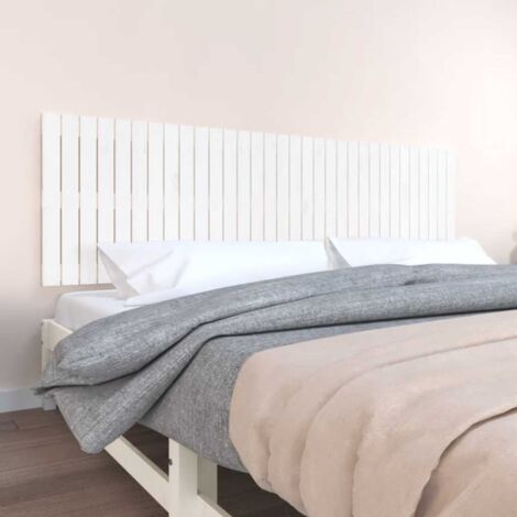 Tête de lit murale - Design industriel - Pour Lit adulte - Blanc 204x3x60 cm Bois massif de pin Chic-558397 (1/5)
