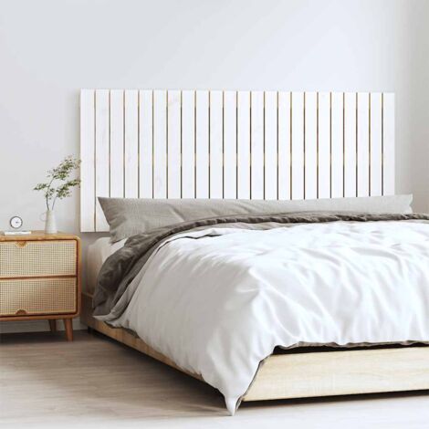 Tête de lit murale - Design industriel - Pour Lit adulte - Blanc 147x3x60 cm Bois massif de pin Chic-370952 (1/5)