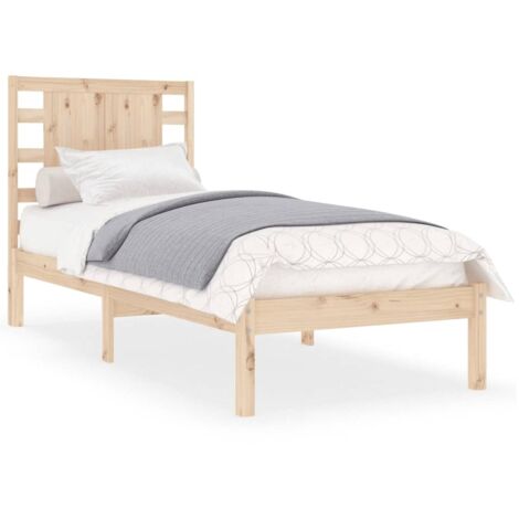 Lit adulte pour 1 personnes, Structure de lit, Assemblage Facile, Bois massif 90x190 cm Simple OIB2102E (1/5)