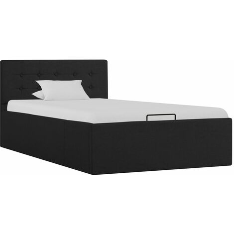 Lit adulte pour 1 personnes, Structure de lit, Assemblage Facile, à stockage hydraulique Gris foncé Tissu 100x200 cm OIB9873E (1/5)