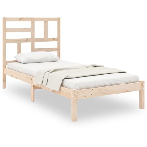 Lit adulte pour 1 personnes, Structure de lit, Assemblage Facile, Bois massif 90x190 cm Simple OIB5252E (1/5)