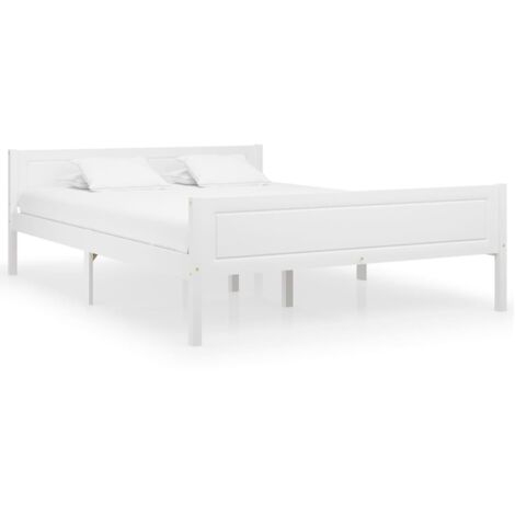 Cadre De Lit Moderne: Double - Lit Double adulte - Bois de pin massif Blanc 120x200 cm Chic-185703 (1/5)
