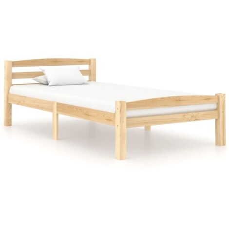 Lit simple pour adulte Cadre de lit - Bois de pin massif 100x200 cm BV378616 - BonneVie (1/5)