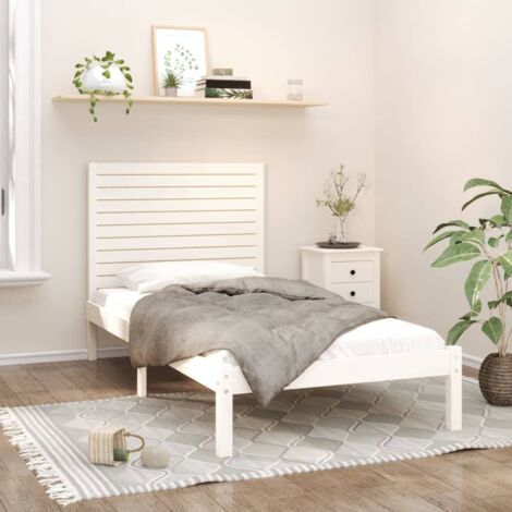 Lit adulte pour 1 personnes, Structure de lit, Assemblage Facile, Blanc Bois massif 90x200 cm OIB6549E (1/5)