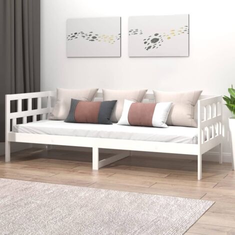 Lit simple pour adulte Cadre de lit - Lit de jour Blanc Bois massif de pin 80x200 cm BV548530 - BonneVie (1/5)