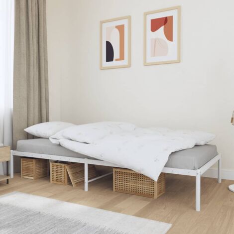 Cadre De Lit Moderne: Simple - Lit Simple - métal blanc 90x200 cm Chic-420570 (1/5)