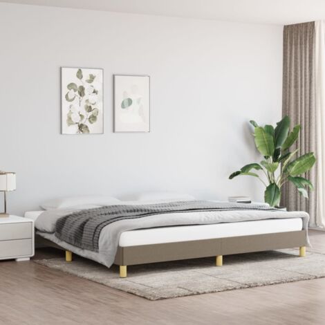 Cadre De Lit Moderne: King Size - Lit Double - Taupe 200x200 cm Tissu Chic-341393 (1/5)