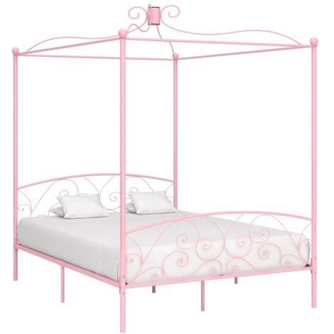 Cadre De Lit Moderne: Queen Size - Lit à baldaquin - Lit Double - Rose Métal 160 x 200 cm Chic-671800 (1/5)