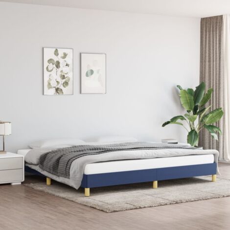 Cadre De Lit Moderne: King Size - Lit Double - Bleu 200x200 cm Tissu Chic-426487 (1/5)