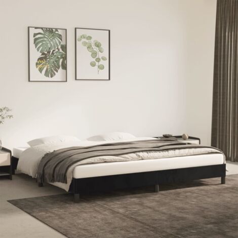 Cadre De Lit Moderne: King Size - Lit Double - Noir 200x200 cm Velours Chic-734003 (1/5)