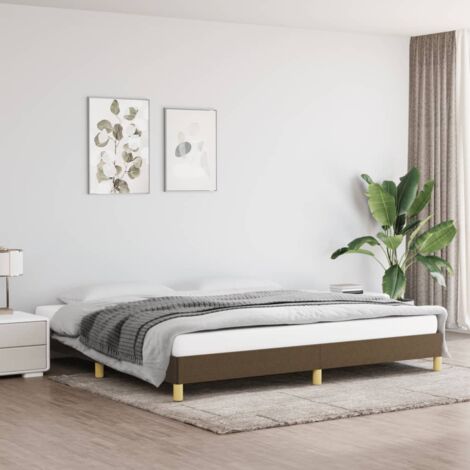 Cadre De Lit Moderne: King Size - Lit Double - Marron foncé 200x200 cm Tissu Chic-548102 (1/5)