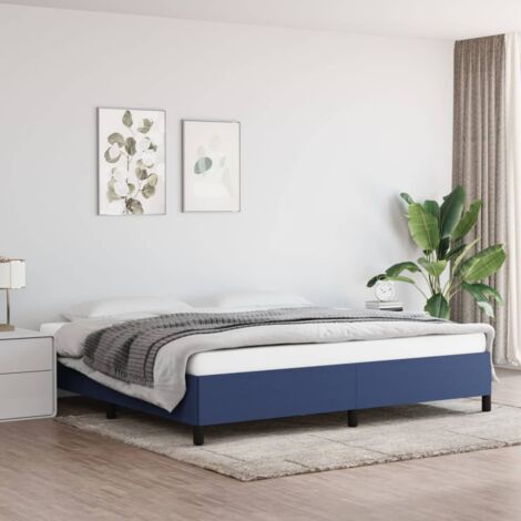 Cadre De Lit Moderne: King Size - Lit Double - Bleu 200x200 cm Tissu Chic-409870 (1/5)