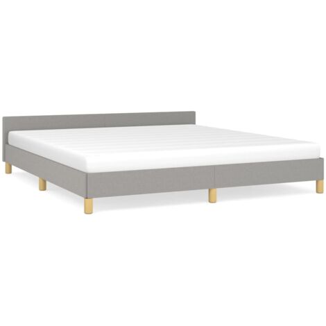 Lit avec tête de lit Gris clair 160x200 Tissu (1/5)