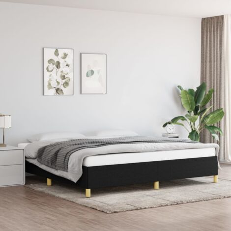 Cadre De Lit Moderne: King Size - Lit Double - Noir 200x200 cm Tissu Chic-728253 (1/5)