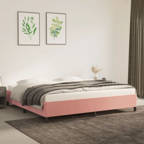 Cadre De Lit Moderne: King Size - Lit Double - Rose 200x200 cm Velours Chic-723736 (1/5)