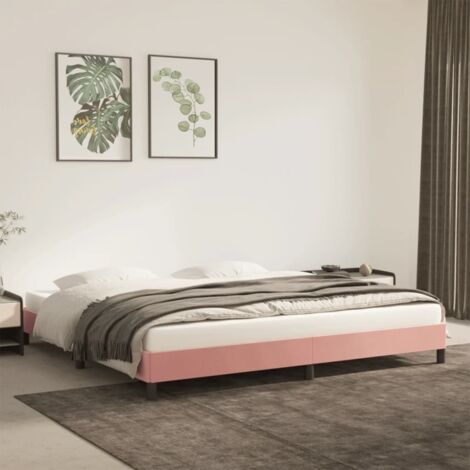 Cadre De Lit Moderne: King Size - Lit Double - Rose 200x200 cm Velours Chic-473191 (1/5)