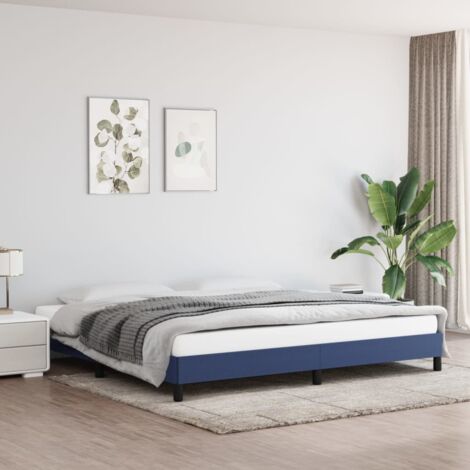 Cadre De Lit Moderne: King Size - Lit Double - Bleu 200x200 cm Tissu Chic-381160 (1/5)