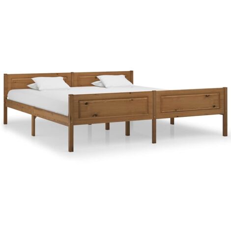 Cadre De Lit Moderne: King Size - Lit Double - Bois de pin massif Marron miel 180x200 cm Chic-719819 (1/5)