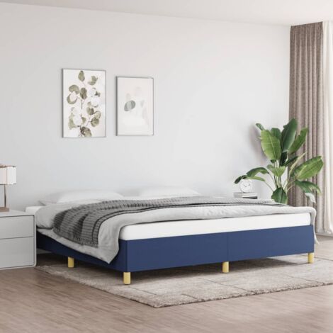 Cadre De Lit Moderne: King Size - Lit Double - Bleu 200x200 cm Tissu Chic-495014 (1/5)