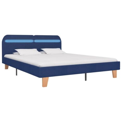 Cadre De Lit Moderne: King Size - Lit Double - avec LED Bleu Tissu 180 x 200 cm Chic-532268 (1/5)