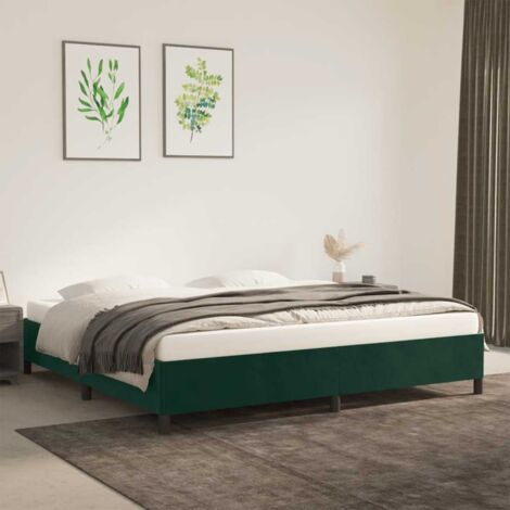Cadre De Lit Moderne: King Size - Lit Double - Vert foncé 200x200 cm Velours Chic-950201 (1/5)