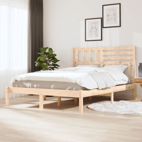 Cadre De Lit Moderne: Queen Size - Lit Double - Bois de pin massif 160x200 cm Chic-456477 (1/5)
