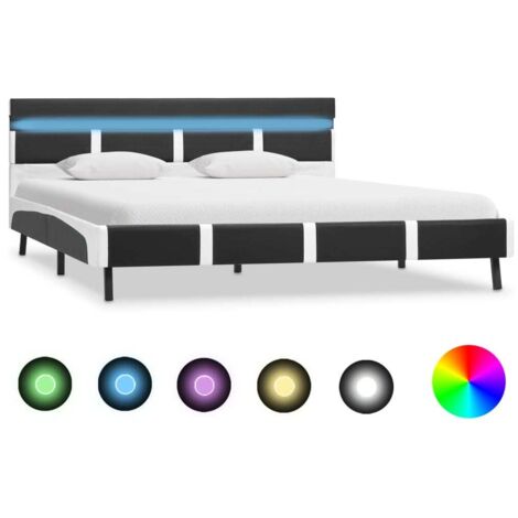 Cadre De Lit Moderne: Double - Lit Double adulte - avec LED Gris Similicuir 140 x 200 cm Chic-258735 (1/5)