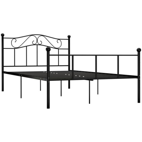 Lit adulte pour 2 personnes, Structure de lit, Assemblage Facile, Noir Métal 160 x 200 cm OIB3977E (1/5)