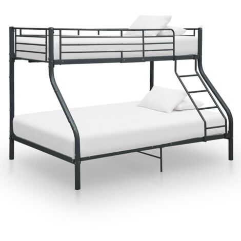 Cadre De Lit Moderne: Double - Lit Double adulte - superposé Noir Métal 140x200 cm/90x200 cm Chic-320383 (1/5)
