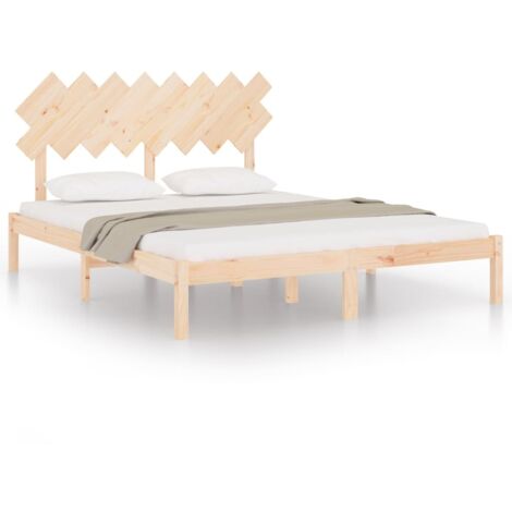 Lit adulte pour 2 personnes, Structure de lit, Assemblage Facile, 160x200 cm Bois massif OIB6643E (1/5)