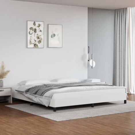 Cadre De Lit Moderne: King Size - Lit Double - Blanc 200x200 cm Similicuir Chic-902526 (1/5)