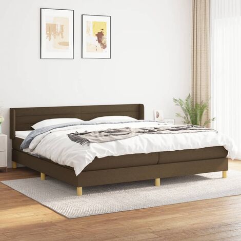 Lit à sommier tapissier avec matelas, Lit adulte pour 2 personnes Assemblage Facile, Marron foncé 200x200 cm OIB9335E (1/5)