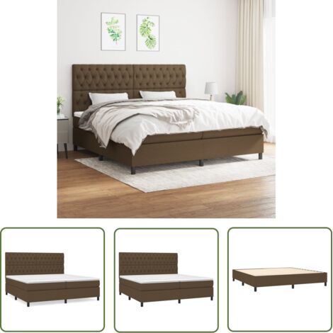 The Living Store Sommier à lattes de lit avec matelas Marron foncé 200x200 cm - Lit Double - Lit Tapissier - Literie - Matelas À Ressorts Ensachés - Tête De Lit Ajustable (1/5)