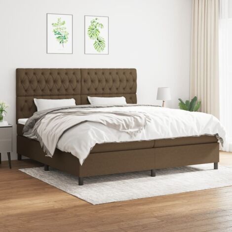 Lit double pour adulte Moderne - Lit à sommier tapissier avec matelas Marron foncé 200x200 cm BV298791 - BonneVie (1/5)