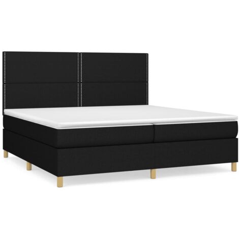 Lit à sommier tapissier avec matelas, Lit adulte pour 2 personnes Assemblage Facile, Noir 200x200 cm Tissu OIB3180E (1/5)